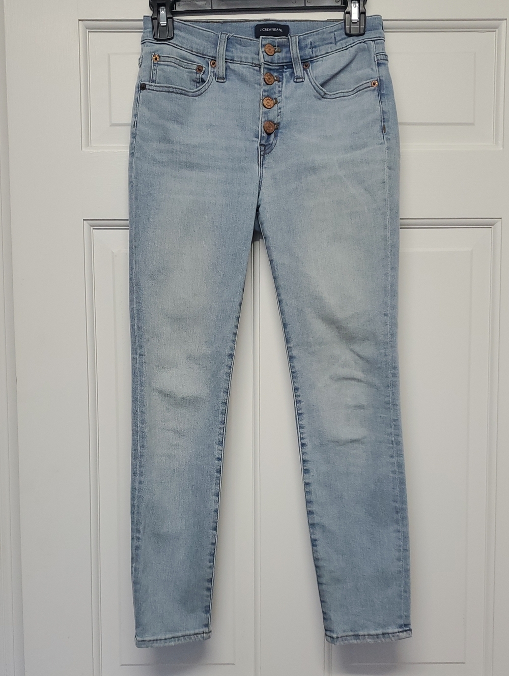 J. Crew 9" High Rise Toothpick Light Blue Skinny Jeans with Button-Fly 25P